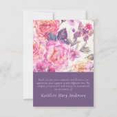 フローラ牡丹フォトメモリアル葬儀悔やみや弔慰 サンキューカード (裏面)