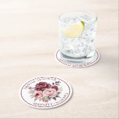 フローラ牡丹ブルガンディピンク牡丹ブライダルシャワー ラウンドペーパーコースター (インサイチュ)