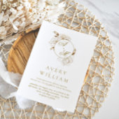 フローラ牡丹ホワイトゴールデンモノグラム結婚ズ 招待状