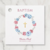 フローラ牡丹リースボーイガールバプテスマ《キリスト教》洗礼式や命名式 フェイバータグ (正面)