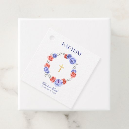 フローラ牡丹リースボーイガールバプテスマ《キリスト教》洗礼式や命名式 フェイバータグ (インサイチュ)