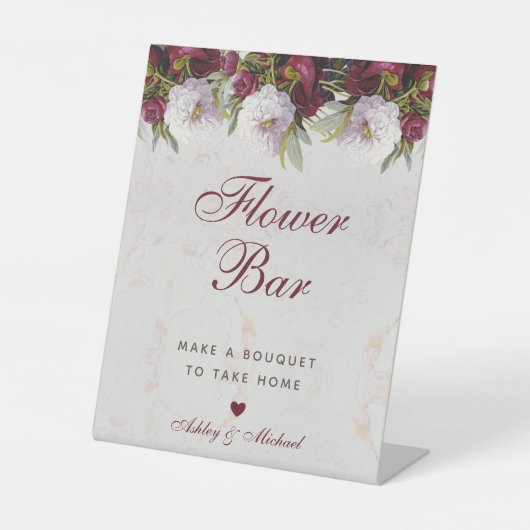 フローラ牡丹大理石エレガントスクリプト花バー 台座サイン (正面)