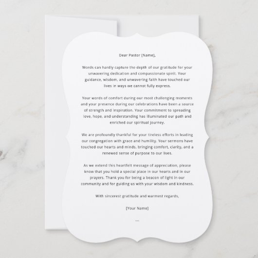 フローラ牧師の評価サンキューカード 招待状 (裏面)