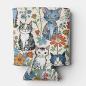 フローラ猫イラストレーションと野草と猫 缶クーラー (裏面)