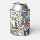 フローラ猫イラストレーションと野草と猫 缶クーラー (缶裏面)