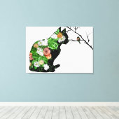 フローラ猫シルエット キャンバスプリント (インサイチュ (ウッドフロア))