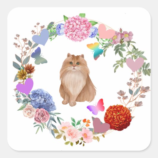 フローラ猫シール スクエアシール (正面)