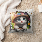 フローラ猫ファンタジー：猫お洒落ポートレート クッション (ブランケット)