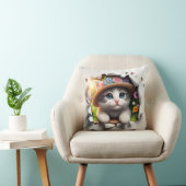 フローラ猫ファンタジー：猫お洒落ポートレート クッション (椅子)