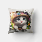 フローラ猫ファンタジー：猫お洒落ポートレート クッション (裏面)