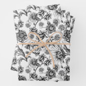 フローラ猫科の動物(b&w) ラッピングペーパーシート (インサイチュ)