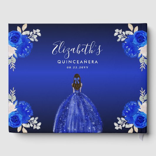 フローラ王室のダークブルードレス誕生日キンセアニェラ ゲストブック (裏面)