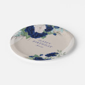フローラ王室のブルーとアイボリーバラパーソナライズされた ペーパープレート (アングル)