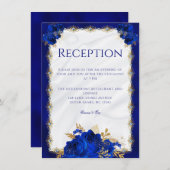 フローラ王室のブルーウェディングレセプションカードダウンロード 招待状 (正面/裏面)