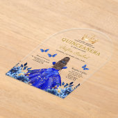 フローラ王室のブルーバタフライプリンセスキンセアニェラ アクリル招待状 (レイダウン)