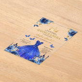 フローラ王室のブルーバタフライプリンセスキンセアニェラ アクリル招待状 (レイダウン)