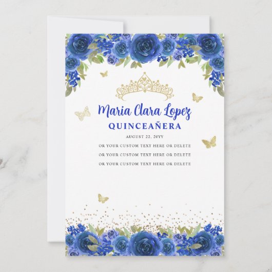 フローラ王室のブルーバタフライプリンセスキンセアニェラ 招待状 (裏面)