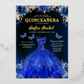 フローラ王室のブルーバタフライプリンセスキンセアニェラ 箔招待状 (正面)