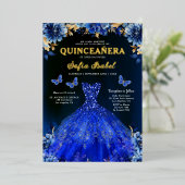 フローラ王室のブルーバタフライプリンセスキンセアニェラ 箔招待状 (立ち正面)