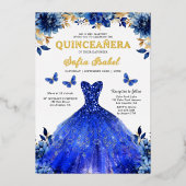 フローラ王室のブルーバタフライプリンセスキンセアニェラ 箔招待状 (正面)