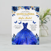 フローラ王室のブルーバタフライプリンセスキンセアニェラ 箔招待状 (立ち正面)