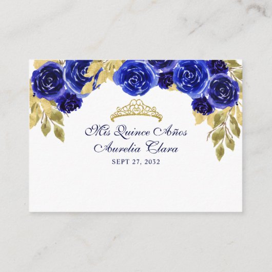 フローラ王室のブルー金ゴールドアーチキンセニェラ エンクロージャーカード (裏面)