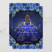 フローラ王室のブルー金ゴールドグラムプリンセスキンセアニェラ 招待状 (正面/裏面)