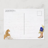 フローラ王室のブルー金ゴールドチャラプリンセスキンセアニェラ インビテーションポストカード (裏面)