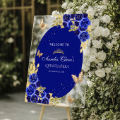 フローラ王室のブルー金ゴールドティアラバタフライキンセアニラ アクリルサイン