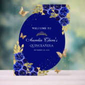 フローラ王室のブルー金ゴールドティアラバタフライキンセアニラ アクリルサイン (ニュートラル)