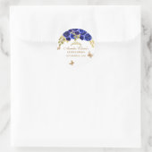 フローラ王室のブルー金ゴールドティアラバタフライキンセアニラ ラウンドシール (バッグ)