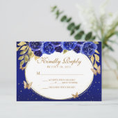 フローラ王室のブルー金ゴールドティアラバタフライキンセアニラ 出欠カード (スタンド正面)