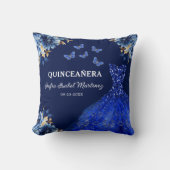 フローラ王室のブルー金ゴールドプリンセスキンセアニェラ クッション (正面)