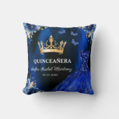 フローラ王室のブルー金ゴールドプリンセスキンセアニェラ クッション (正面)