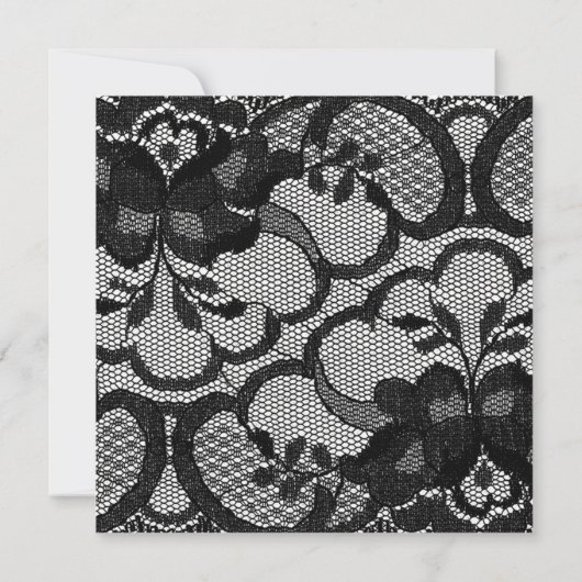 フローラ王室の白黒レースブライダルシャワーパーティー 招待状 (裏面)