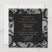 フローラ王室の白黒レースブライダルシャワーパーティー 招待状 (正面)