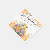 フローラ甘いハニービーベイビーシャワー招待状 スタンダードカクテルナプキン (角)