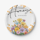 フローラ甘いハニービーベイビーシャワー招待状 ペーパープレート (正面)