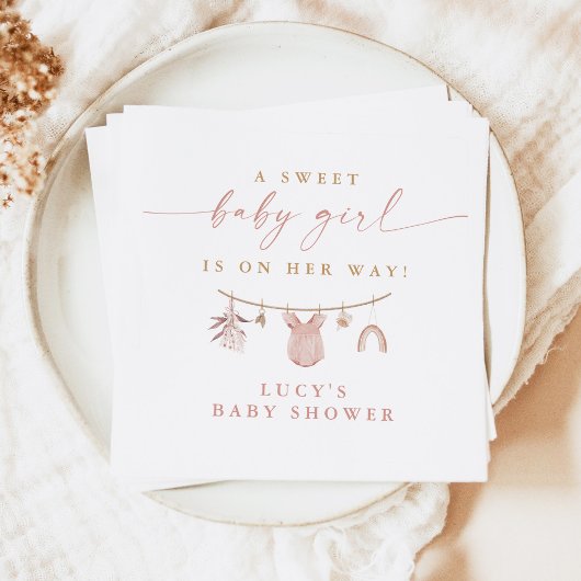 フローラ甘いベビーガールのクロースレインベビーシャワー スタンダードカクテルナプキン