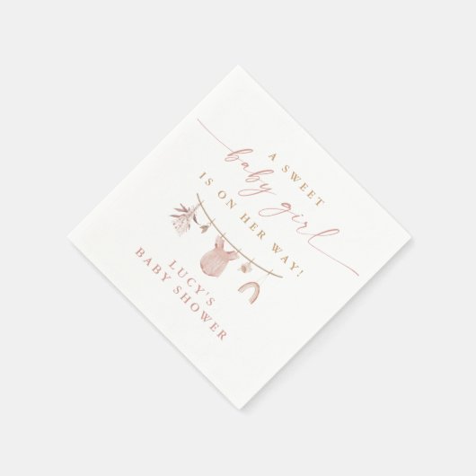 フローラ甘いベビーガールのクロースレインベビーシャワー スタンダードカクテルナプキン (角)