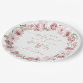 フローラ甘いベビーガールのクロースレインベビーシャワー ペーパープレート (アングル)