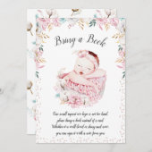 フローラ生まれたばかりのが本を持って来る 招待状 (正面/裏面)