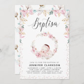 フローラ生まれたばかりの洗礼 招待状 (正面/裏面)