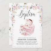 フローラ生まれたばかりの洗礼 招待状 (正面/裏面)