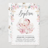 フローラ生まれたばかりの洗礼 招待状 (正面/裏面)