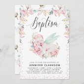 フローラ生まれたばかりの洗礼 招待状 (正面/裏面)