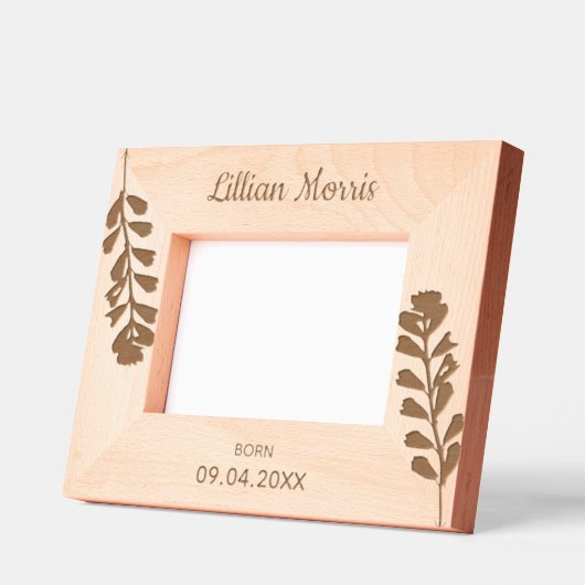 フローラ生まれ新ベビー名と日付 レーザー彫刻フレーム (左)