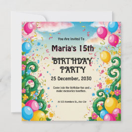 フローラ用バルーンお祝い誕生日 招待状