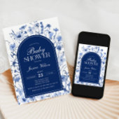 フローラ男の赤ちゃんシャワーチノイスリーネイビーネイビーブルー 招待状