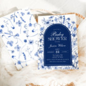 フローラ男の赤ちゃんシャワーチノイスリーネイビーネイビーブルー 招待状